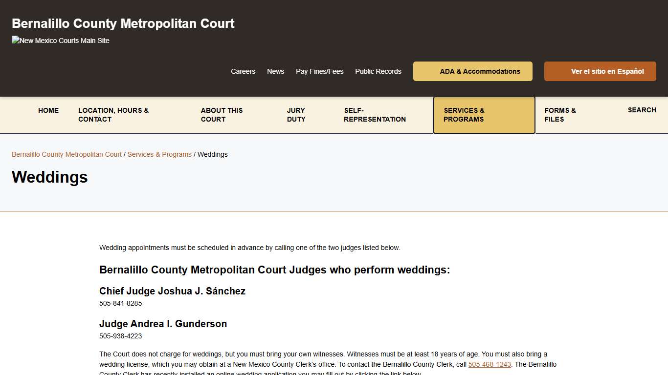 Weddings - Bernalillo County Metropolitan Court