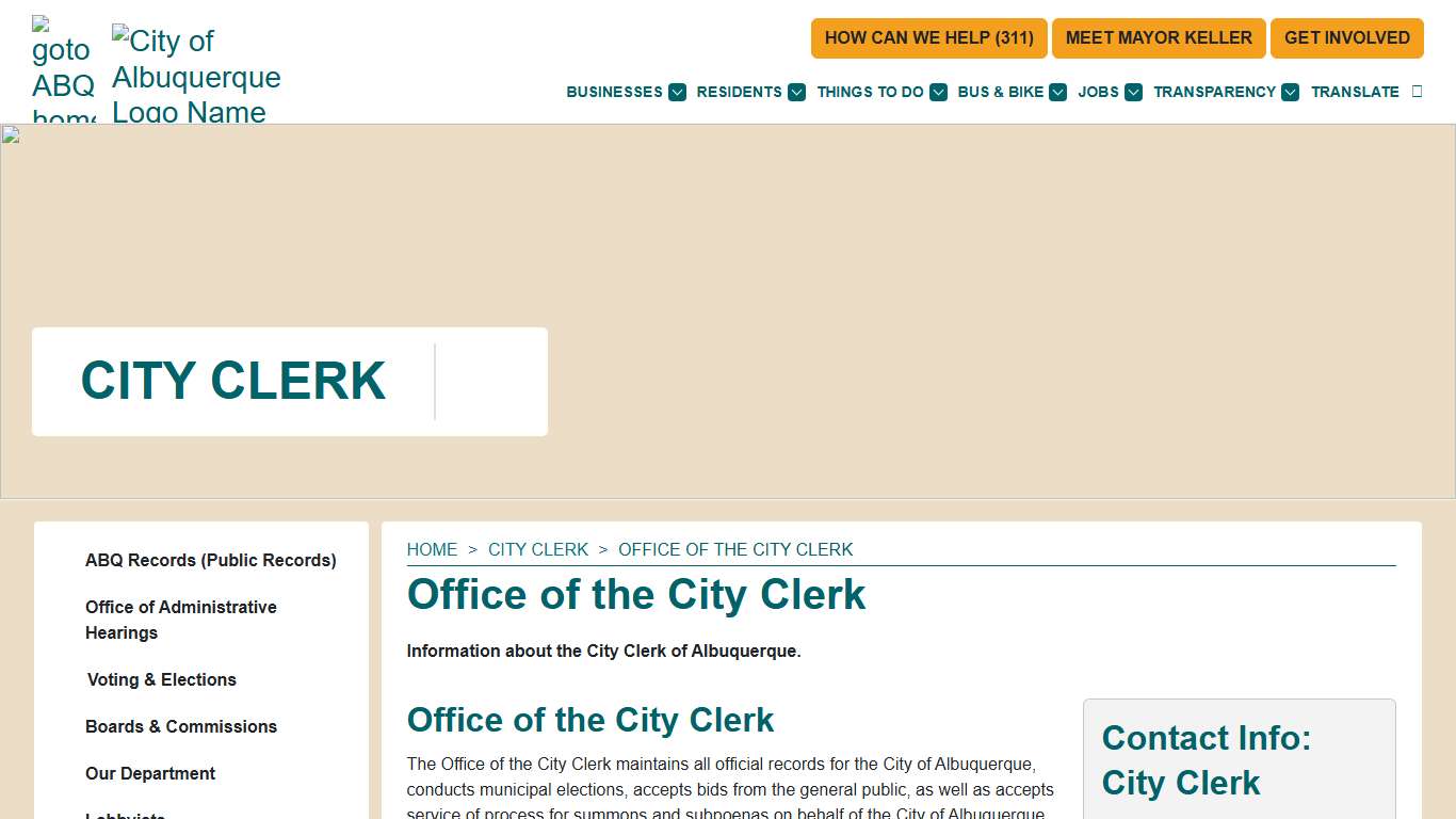 Office of the City Clerk — City of Albuquerque