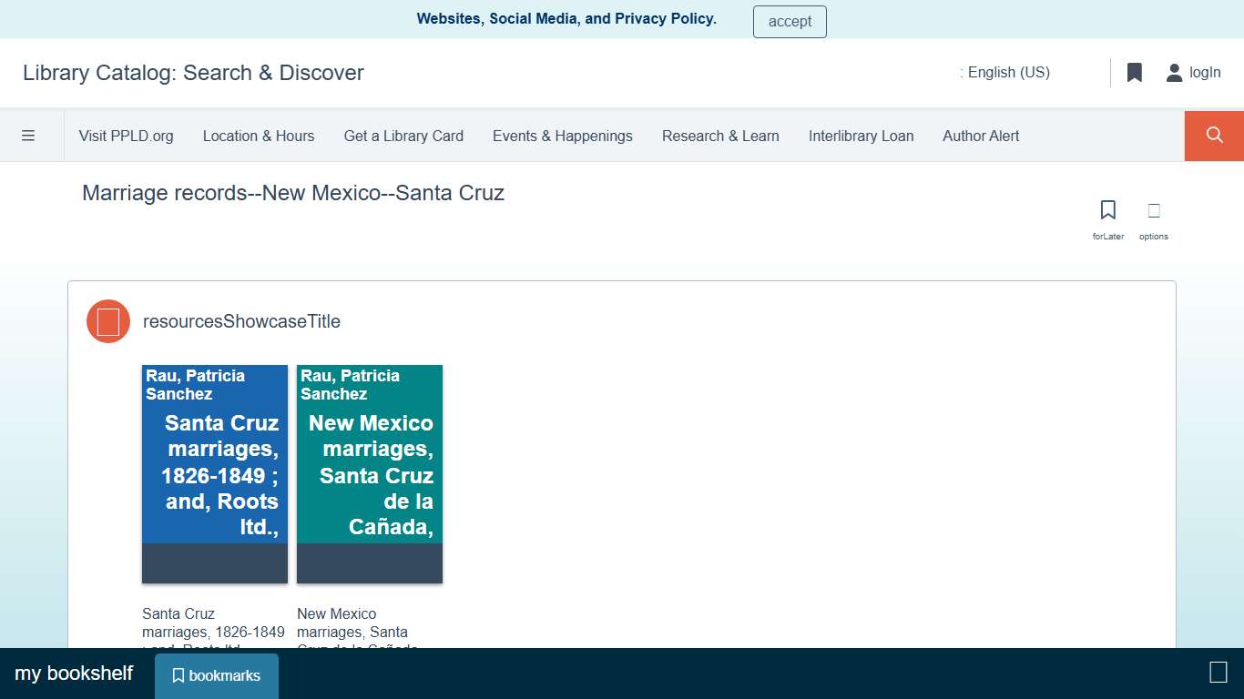 Marriage records--New Mexico--Santa Cruz Library Catalog: Search & Discover