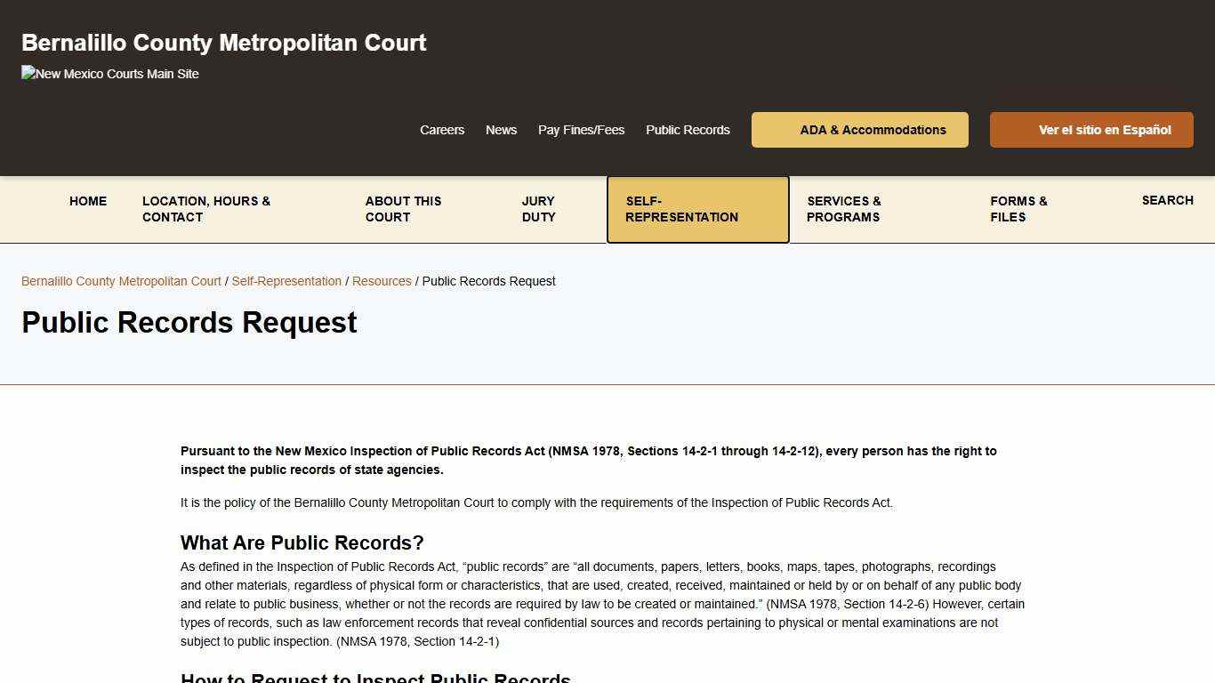 Public Records Request - Bernalillo County Metropolitan Court